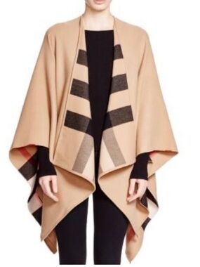 Burberry Charlotte Reversible Check Wool Cape